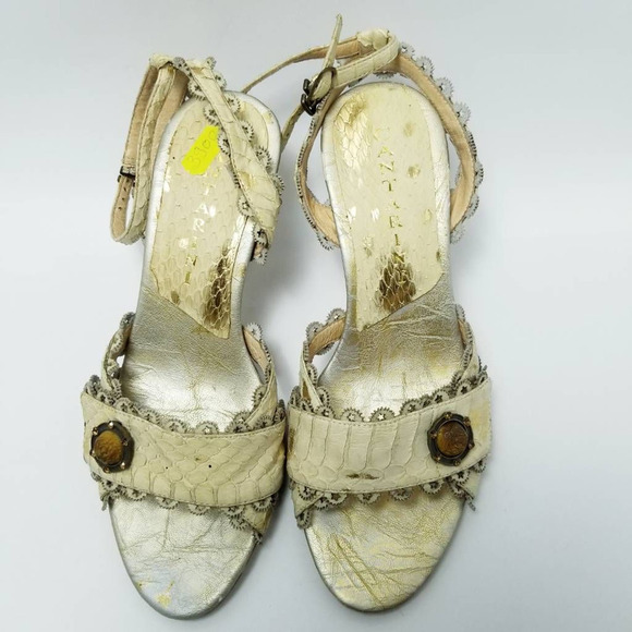 Cantarini Womens Ankle Strap Heels Sandals Shoes Beige Snakeskin Size EU 35 - Picture 6 of 13